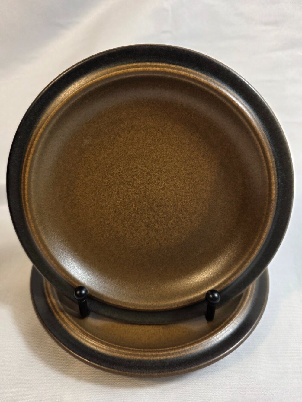 TWO (2) W. Goebel Schwarzwald Bread Plates Brown with Black Rim MCM
